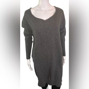 ATHLETA CASHMERE CLOUD Sweater Dress Tunic Women SIZE L Charcoal Gray Spandex